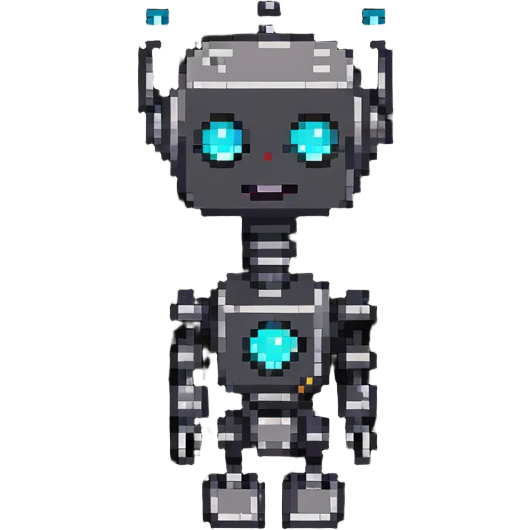 Tiny robot with glowing eyes emoji