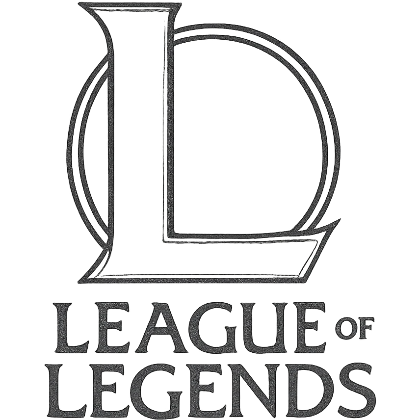 hand-drawn outlined League of Legends logo icon emoji