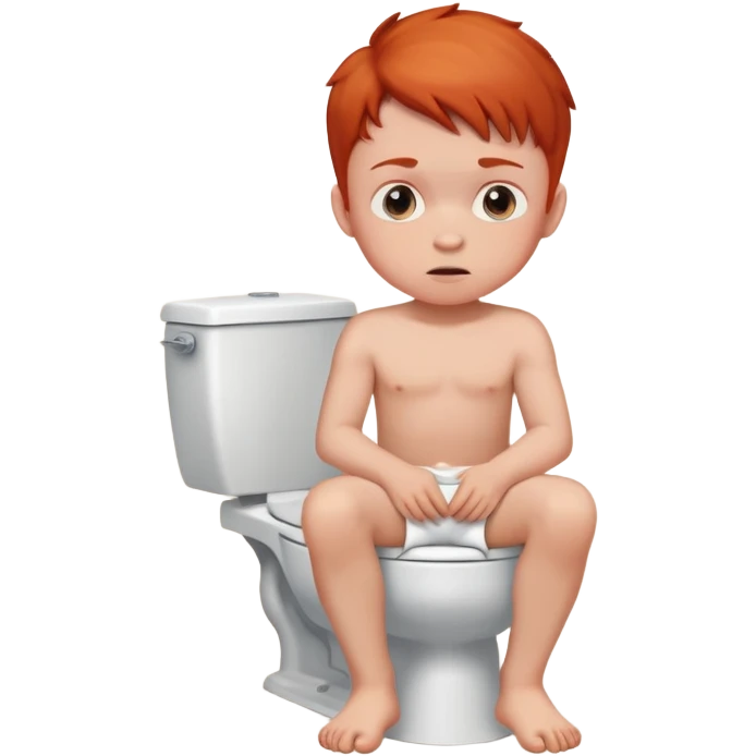 Boy child with redhead Pooping on the toilet and pushing hard emoji