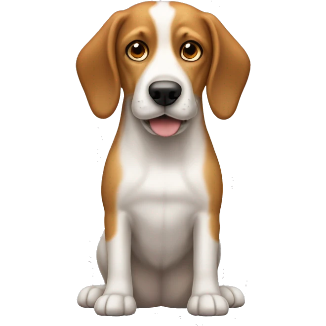 Perro con orejas de Beagle, Toño de pelo miel, ojos café, barbas blancas. Mirando el horizonte  emoji