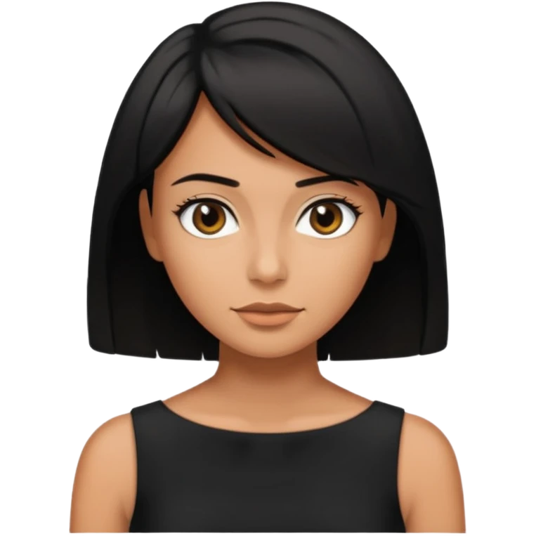 black short shoulder length hair tanned woman, black dress girly things emoji