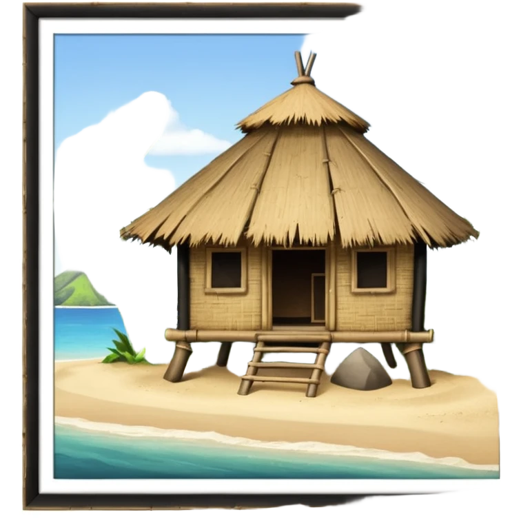 bamboo hut in Volcano Island emoji