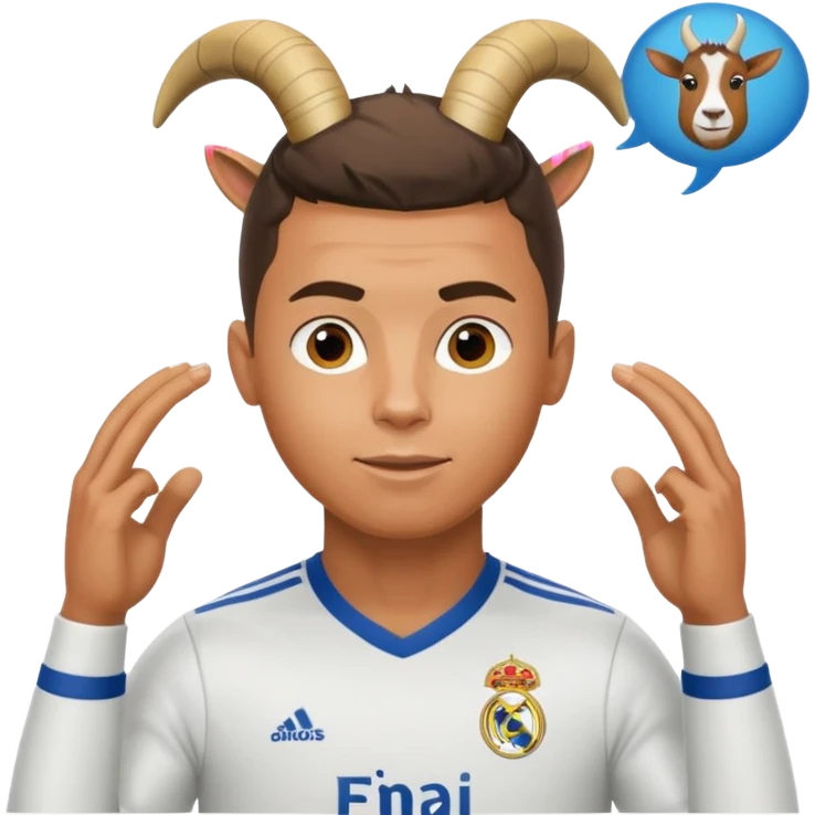 I want Ronaldo in Madrid and something over his head saying GOAT emoji