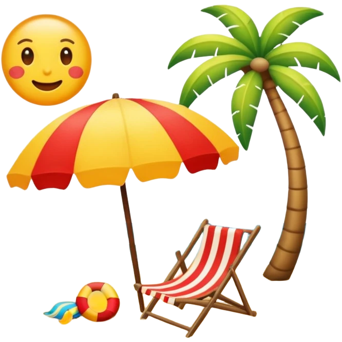 crie uma praia, com sol, e canga na areia emoji