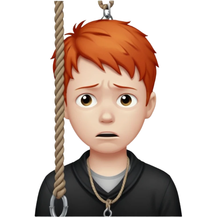 red headed boy hanging by his neck from a noose emoji