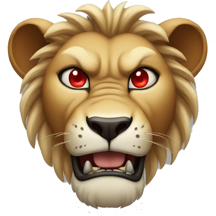 Angry lion with red eyes emoji