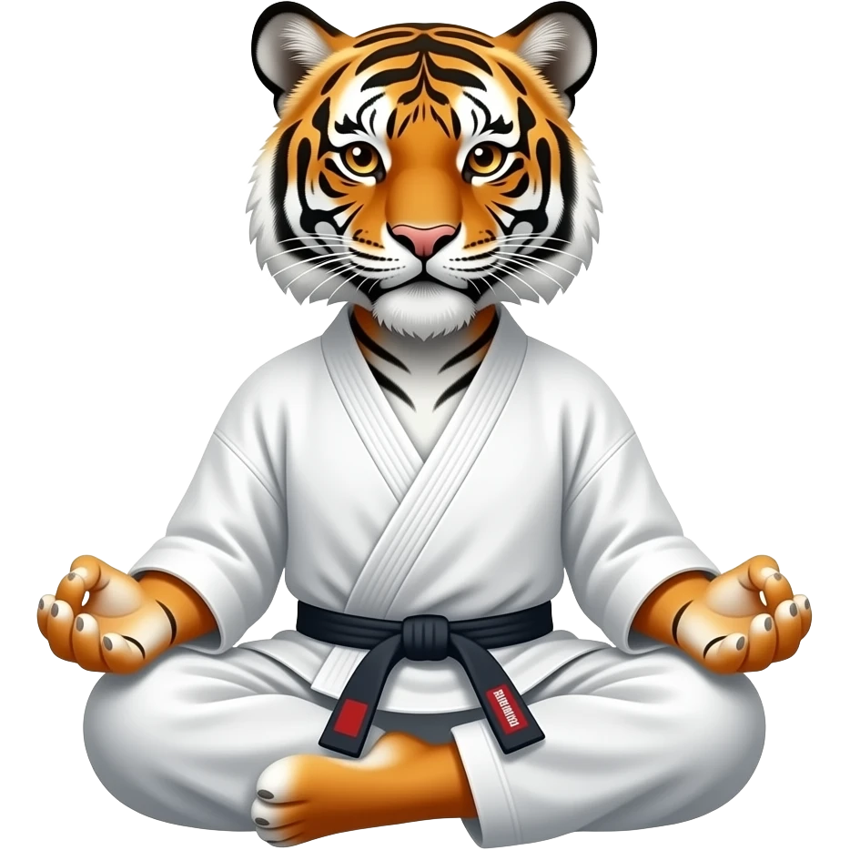 тигр каратист в кімоно медитує emoji