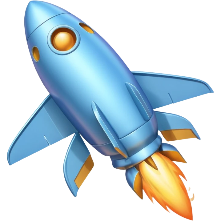 a pastel baby blue rocket ship flying to the moon  emoji