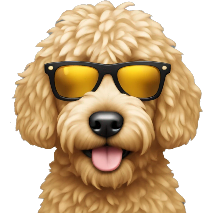 mini golden doodle with sunglasses emoji