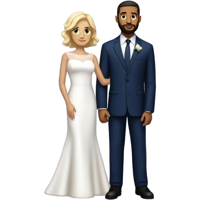 Puerto rican beard short hair with navy blue suit marrying  with blond girl emoji