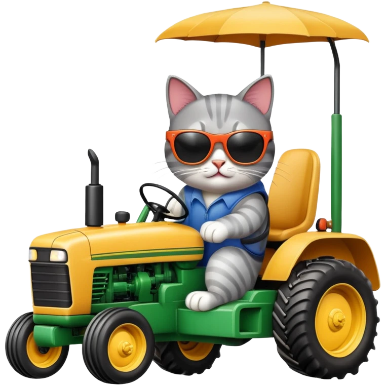 Cat wearing sunglasses on a tractor emoji