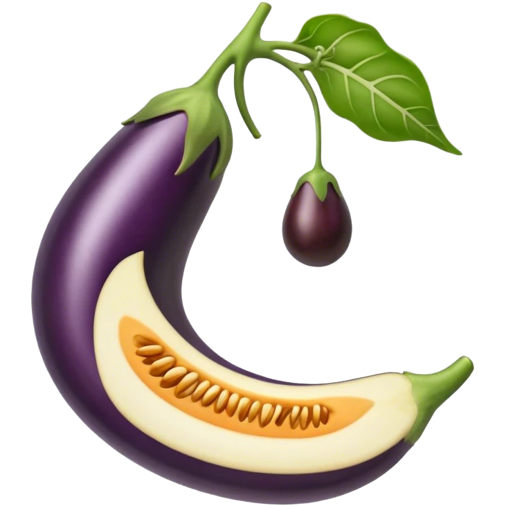 Emoji pêche avec une aubergine à l’intérieur  emoji