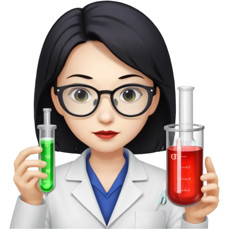 Dr. Lunar Fang – scientist vampire adjusting square lab glasses, holding a glowing test tube of “Type O” fuel emoji
