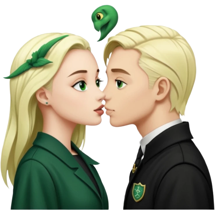 Slytherin girl kissing Draco Malfoy emoji