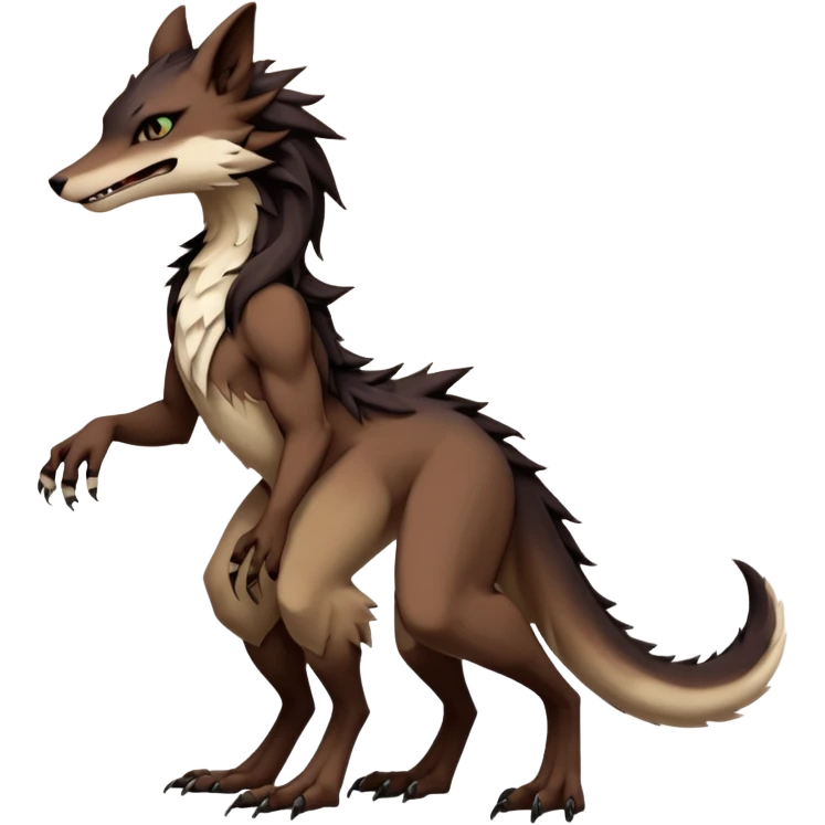 Brown and beige badass elegant wild beautiful natural cute badass epic anthro modern sergal-vernid-creature, full body, dark-brown-black-gradient pretty hair, dark-brown fingers & toes, outside, modern, aesthetic, art by LiLaiRa, art by art by Falvie emoji