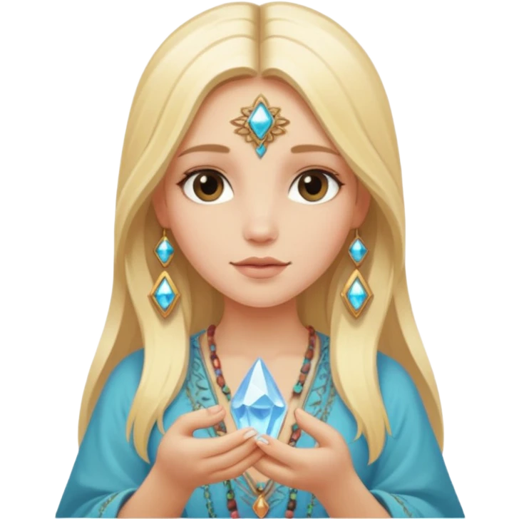 Long blonde girl spiritual magic crystals bohemian  emoji