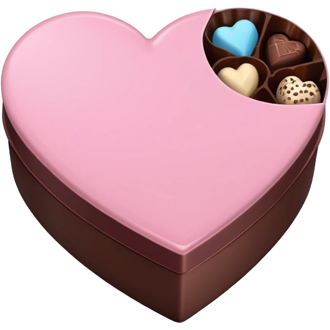 Pastel pink heart shaped box with chocolates in it emoji