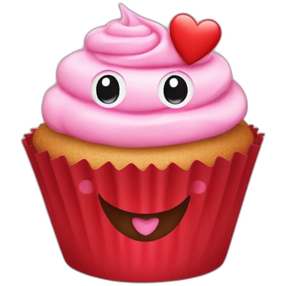 Valentine’s Day cupcake with a happy face emoji