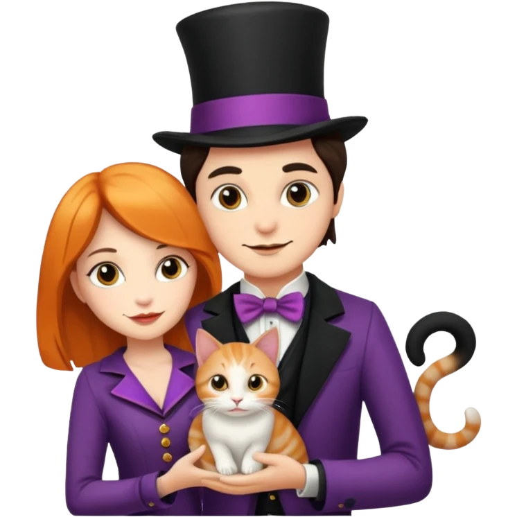 magician couple and their pet cat emoji