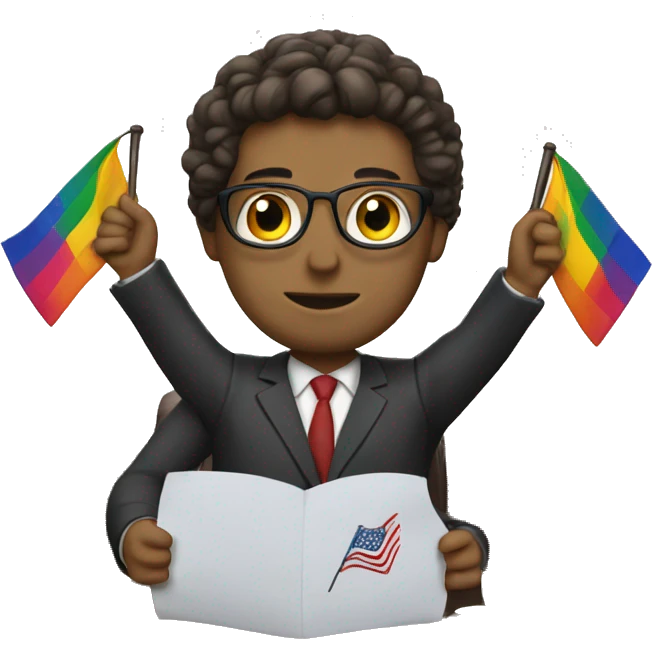 Attorney holding the bi flag emoji