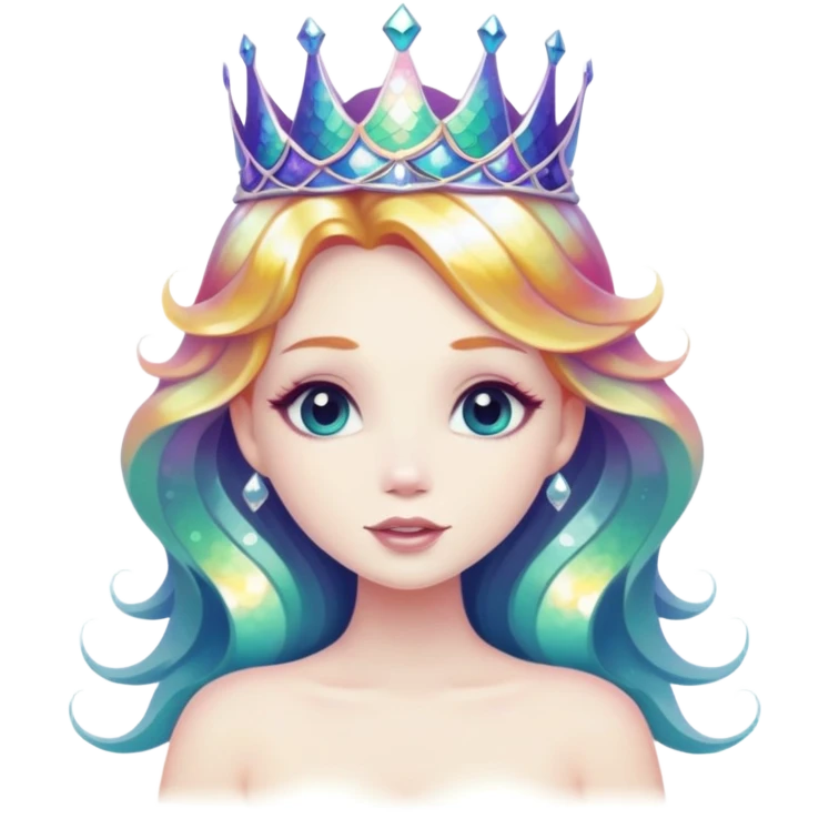 Iridescent mermaid wearing a crown emoji