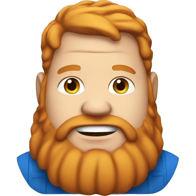 fat man with blue hoodie, headphones, ginger hair and beard emoji