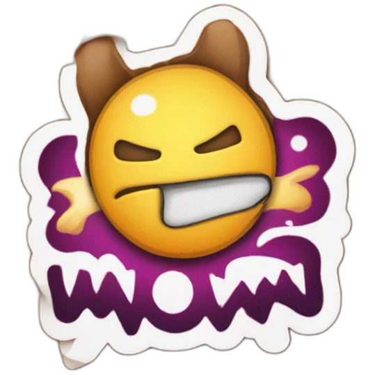 Word "WOW" on a Pealing Sticker emoji