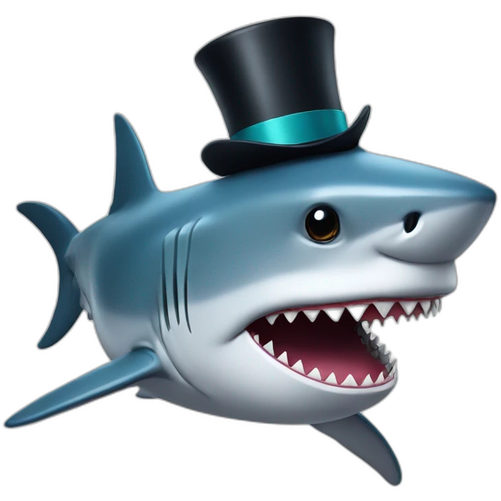 Shark with a top hat emoji