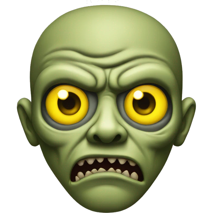 one army Zombie head with bright yellow eyes emoji