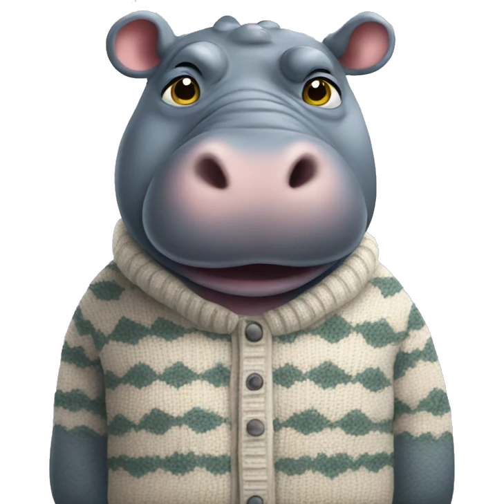 A hippo wearing a sweater emoji