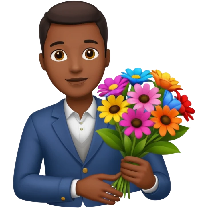 Black Male hand give a bogue of flowers emoji
