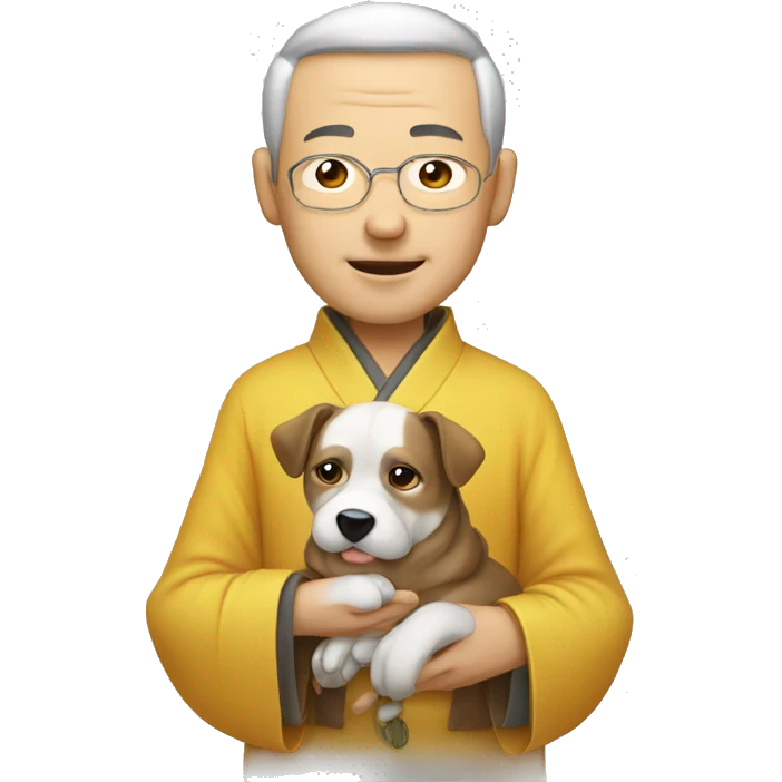 chinese wise man holding dog emoji