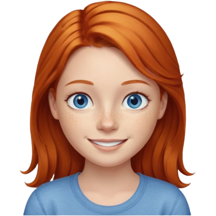 smiling girl with ginger hair and blue eyes emoji