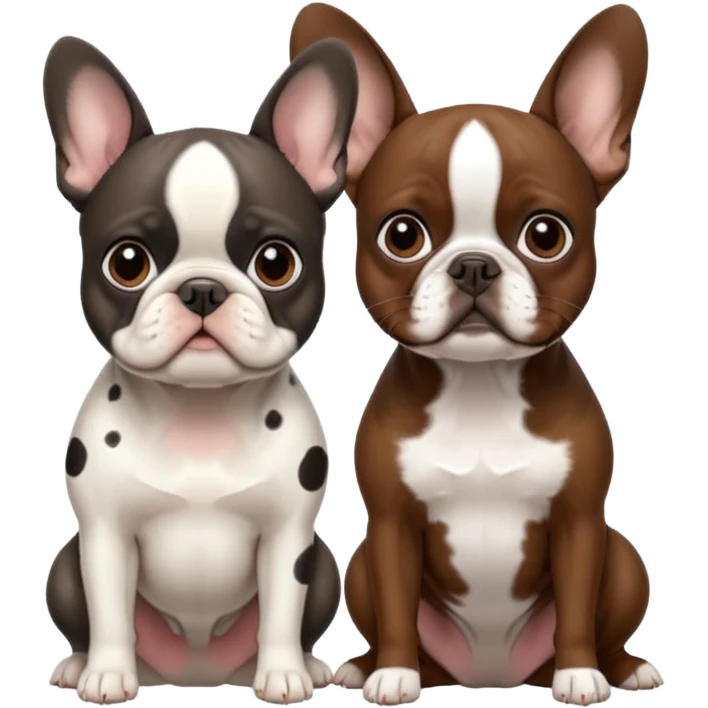White French bulldog sitting next to brown Boston terrier emoji