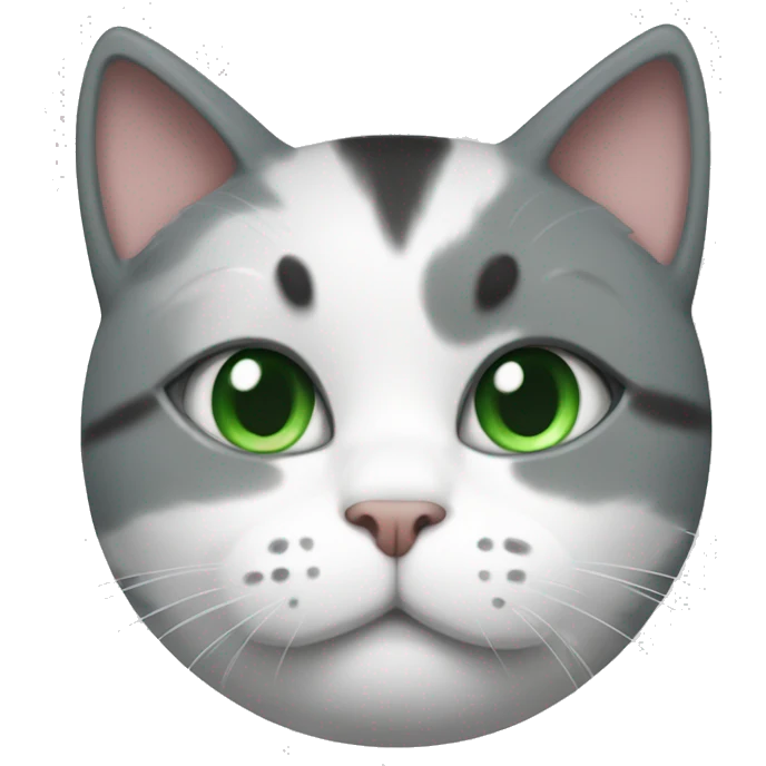 Grey and white cat with green eyes in a swim suit very fat cat emoji
