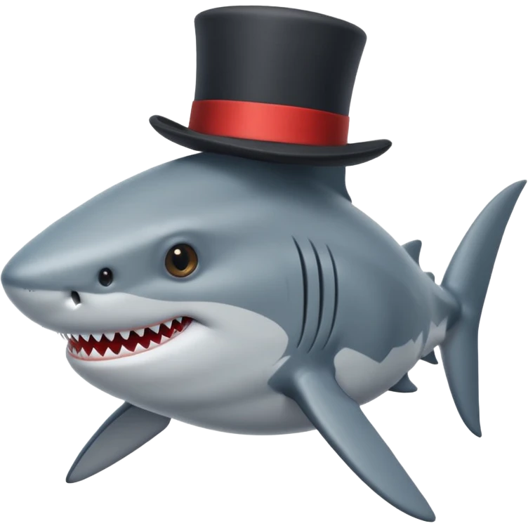 Shark with a top hat emoji
