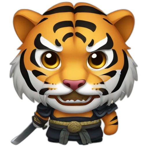 Tiger with evil face  samurai emoji