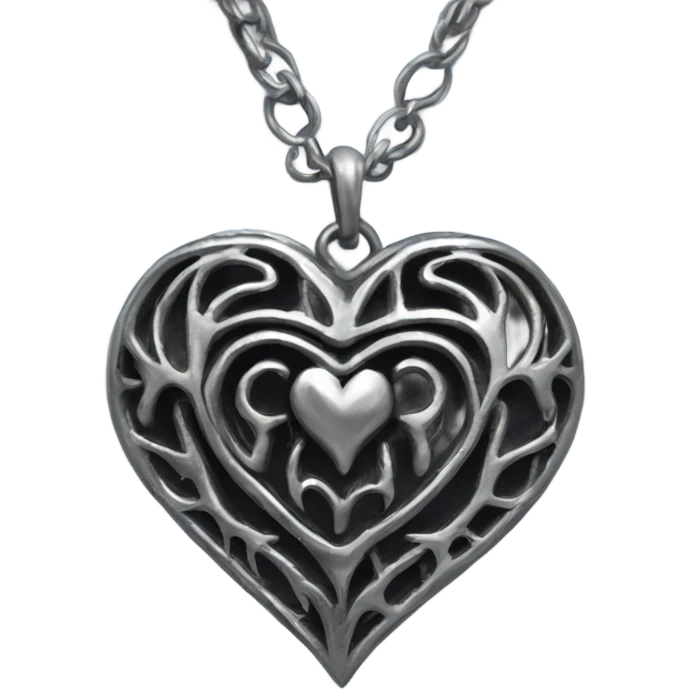 silver gothic heart necklace emoji