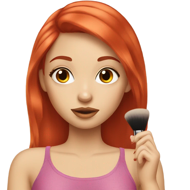 Red hair pretty girly putting makeup emoji