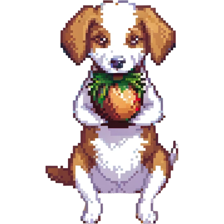 A dog holding a coconut emoji