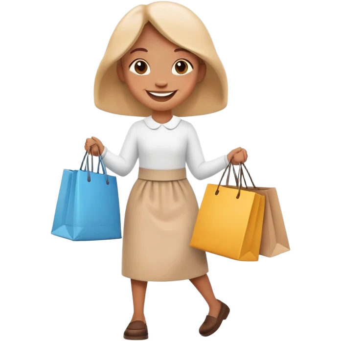cartoon character happily carrying shopping bags emoji