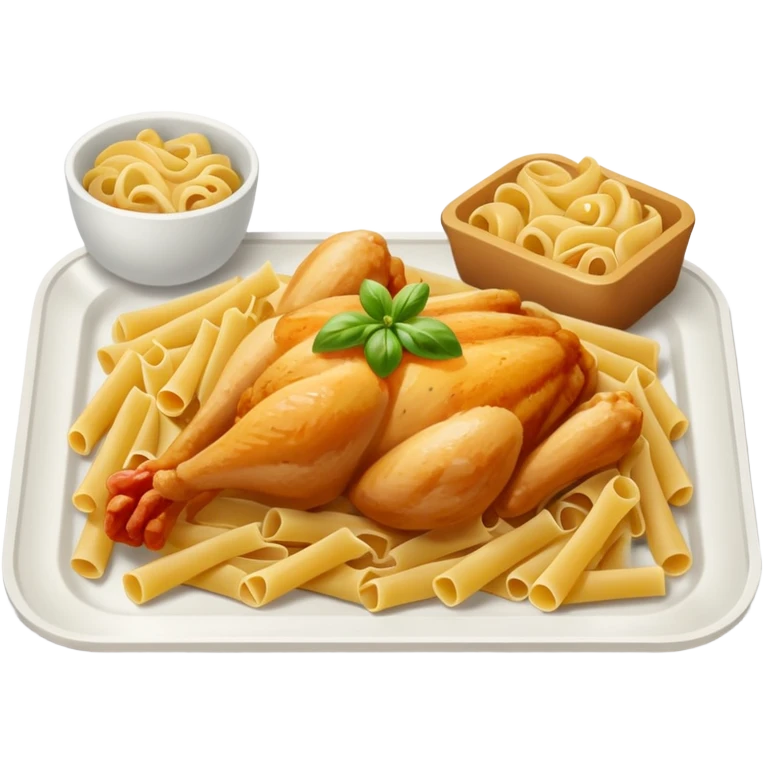 rectangle tray meal with chicken pasta emoji