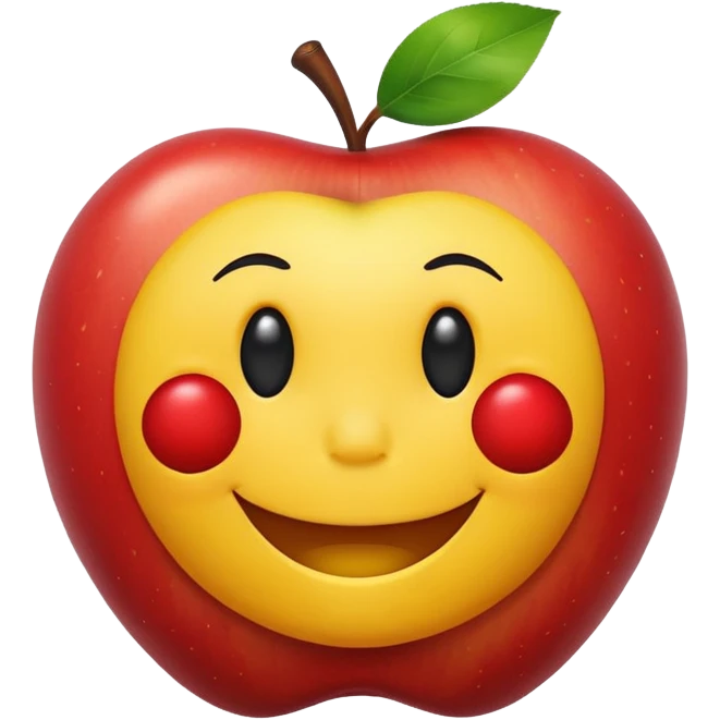smiley face is eating apple  emoji