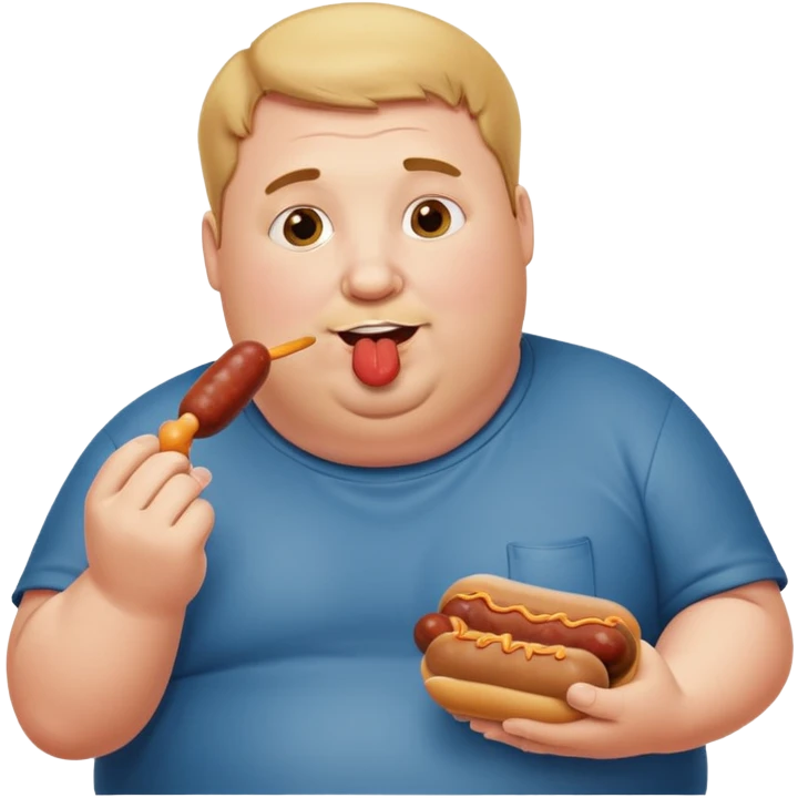 Fat white guy sucking on a sausage in mouth  emoji