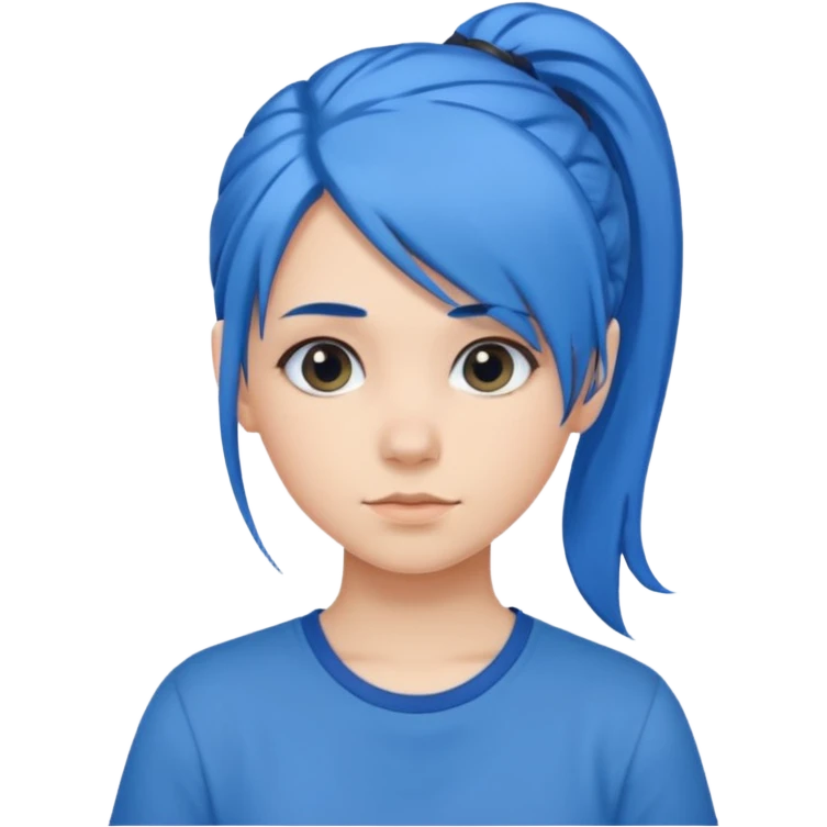 chica con pelo azul colita de costado emoji