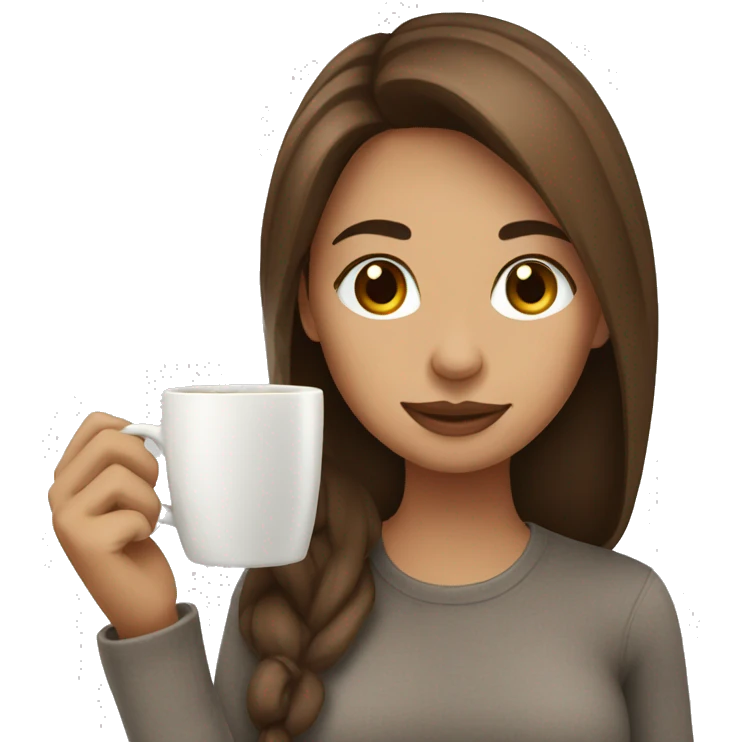 Brown hair girl drinking coffee emoji