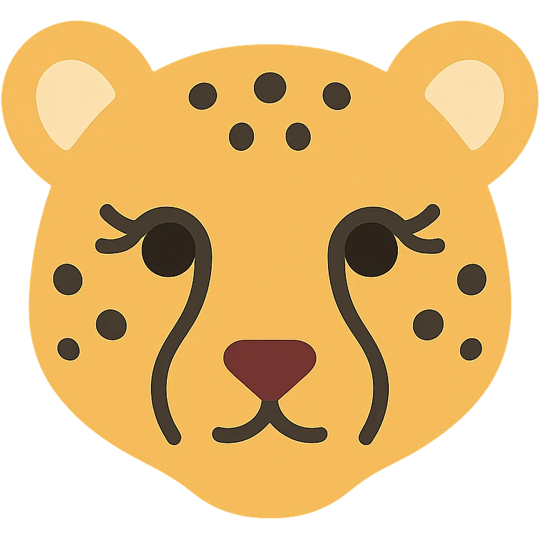 cheetah with long eyelashes color icon emoji