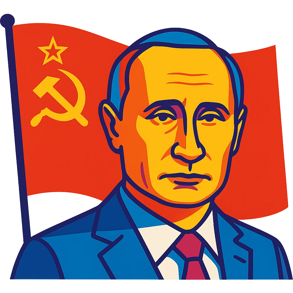 USSR flag with portrait of Putin, modern style, bright colors, no text emoji