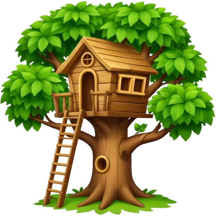 letter W on a treehouse in a tree emoji