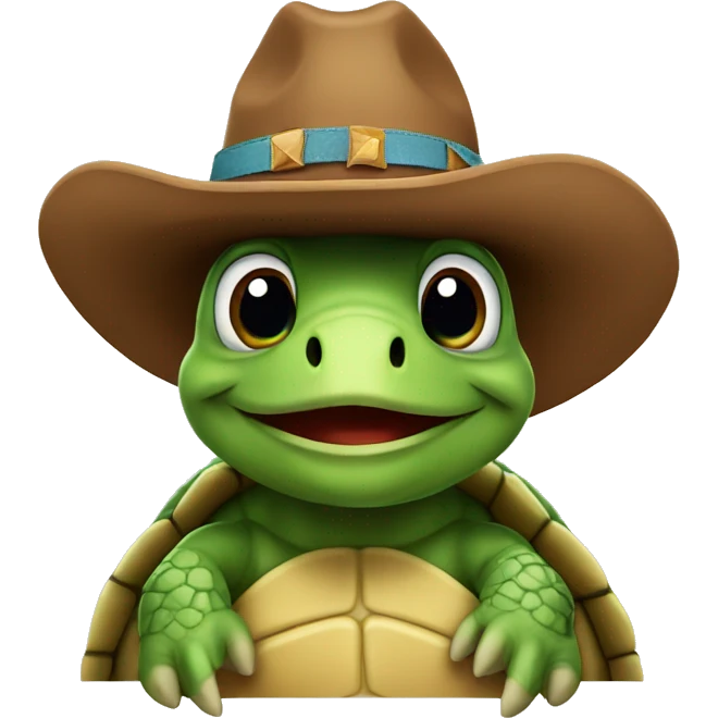 Turtle wearing cowboy hat emoji